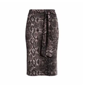 Nordstrom NWT Women's Halogen Black & Gray Snake Skin Print Skirt w/ Tie